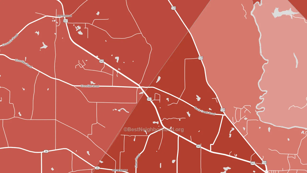 Klondike, GA block-group political-lean map