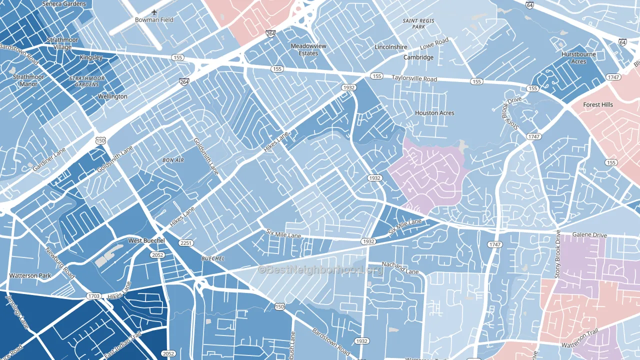 Klondike, Louisville, KY block-group political-lean map