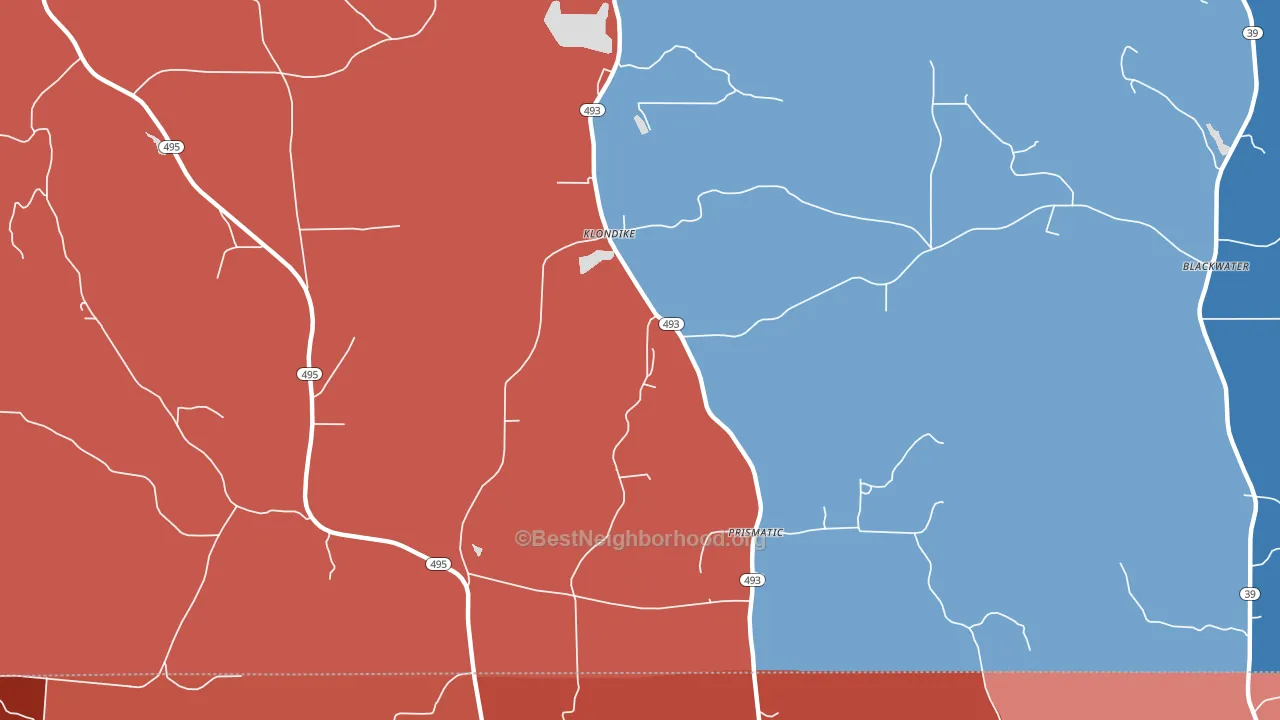 Klondike, MS block-group political-lean map