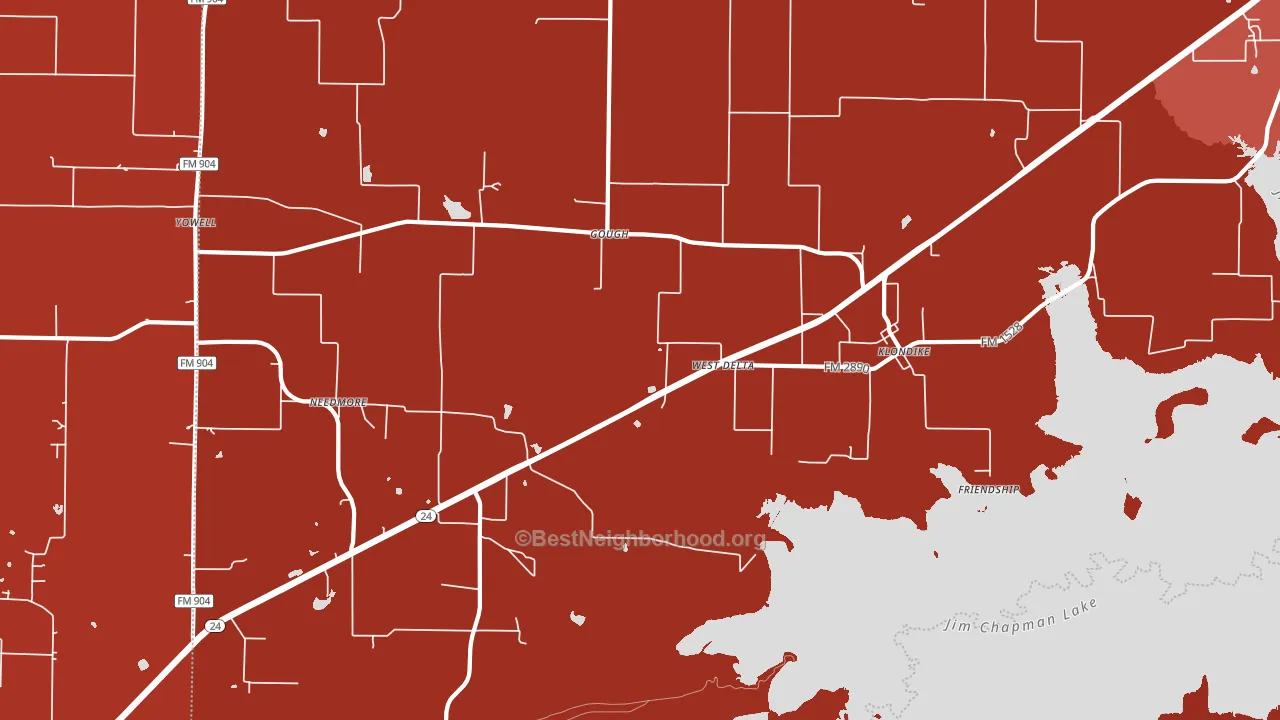 Klondike, TX block-group political-lean map