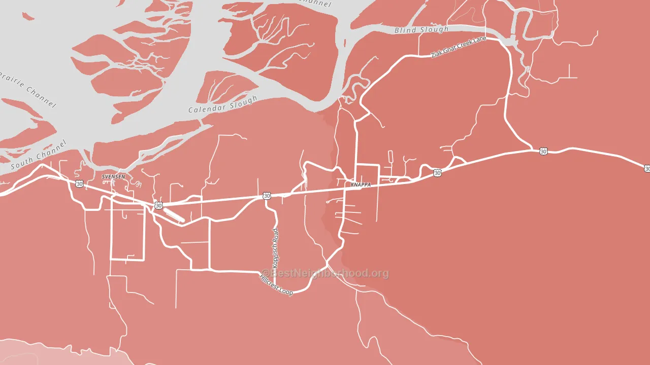 Knappa, OR block-group political-lean map