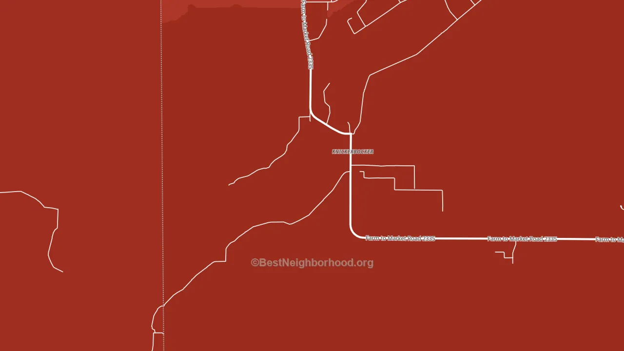 Knickerbocker, TX block-group political-lean map