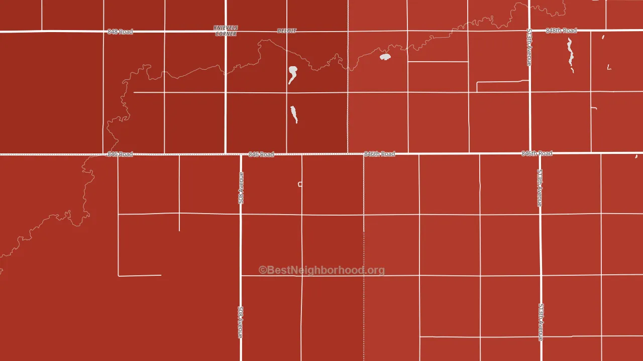 Knievels Corner, NE block-group political-lean map
