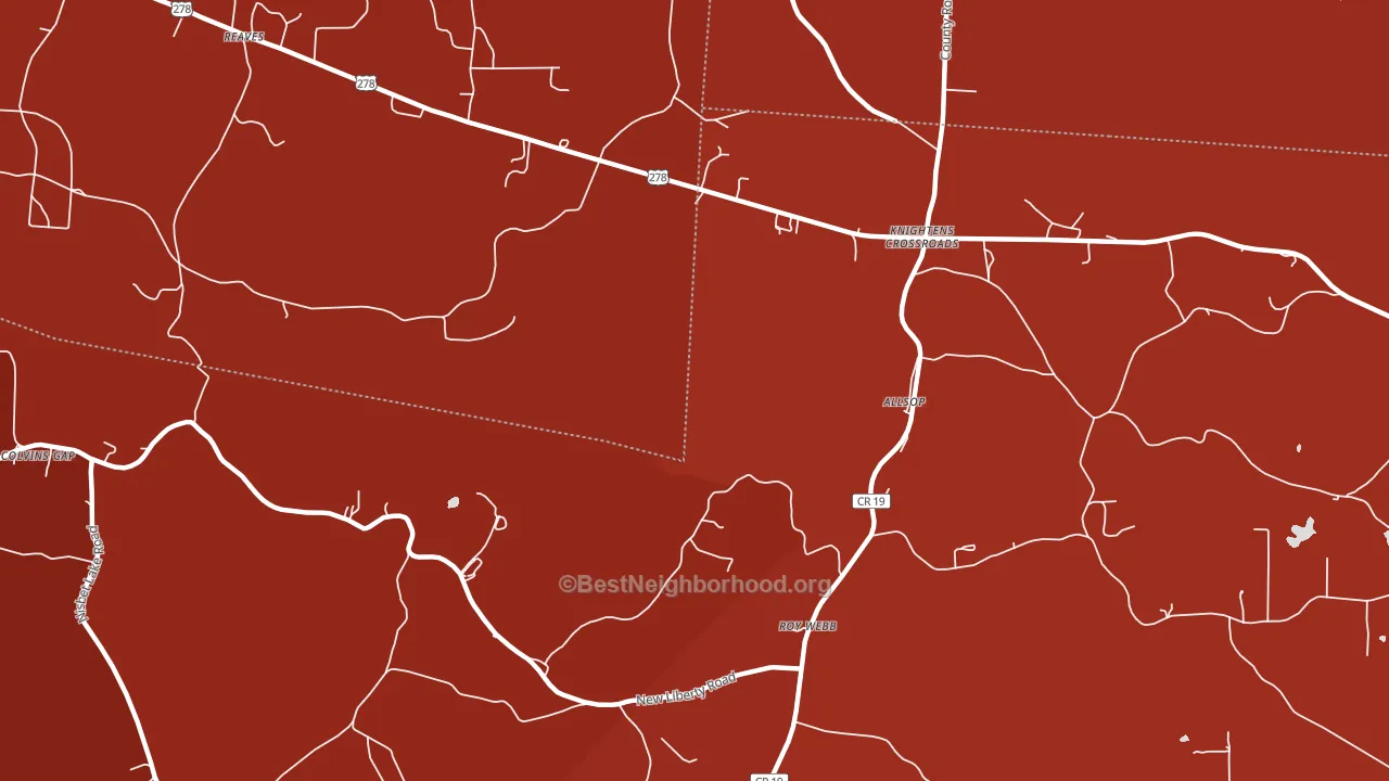 Knightens Crossroads, AL block-group political-lean map