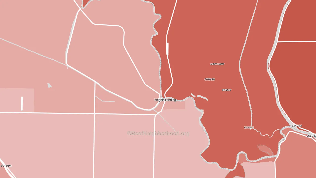 Knights Landing, CA block-group political-lean map