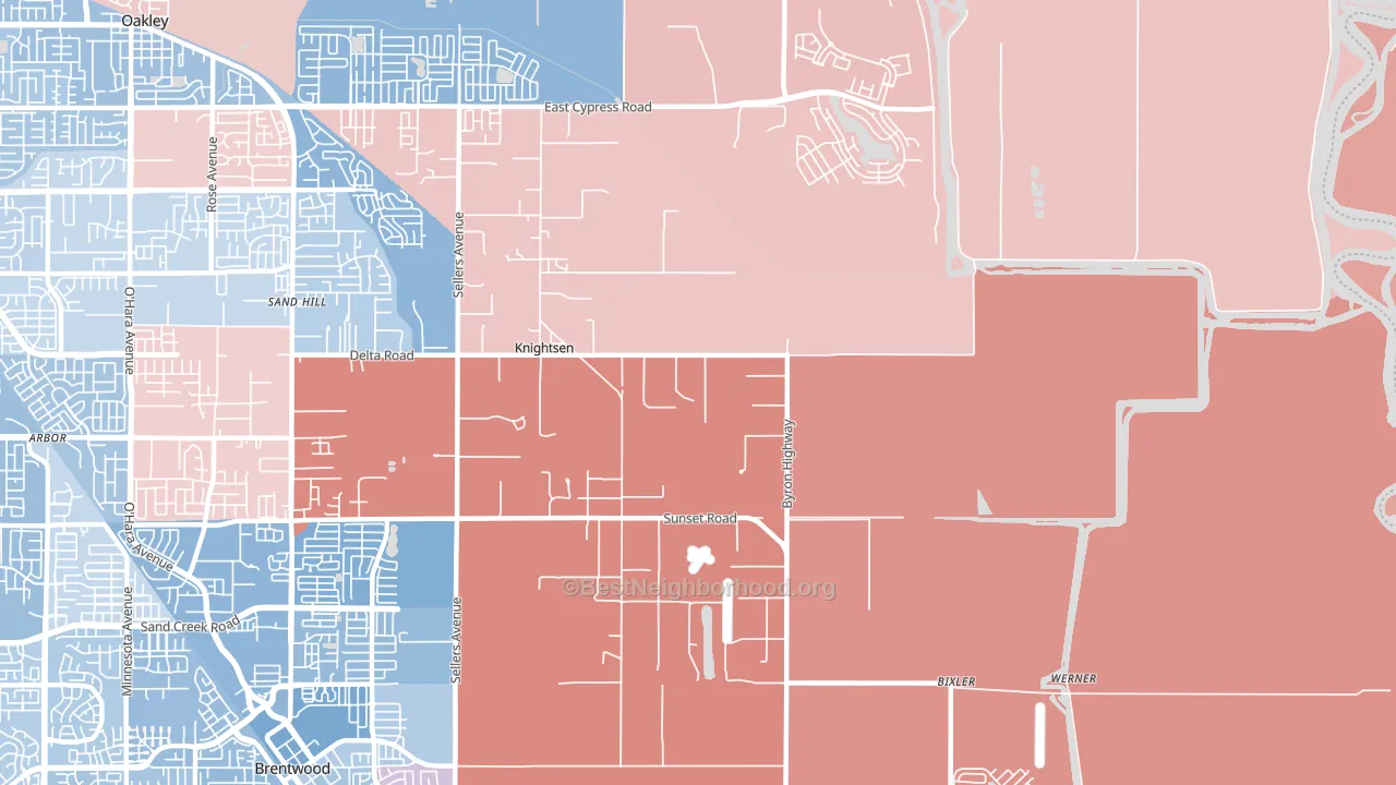 Knightsen, CA block-group political-lean map