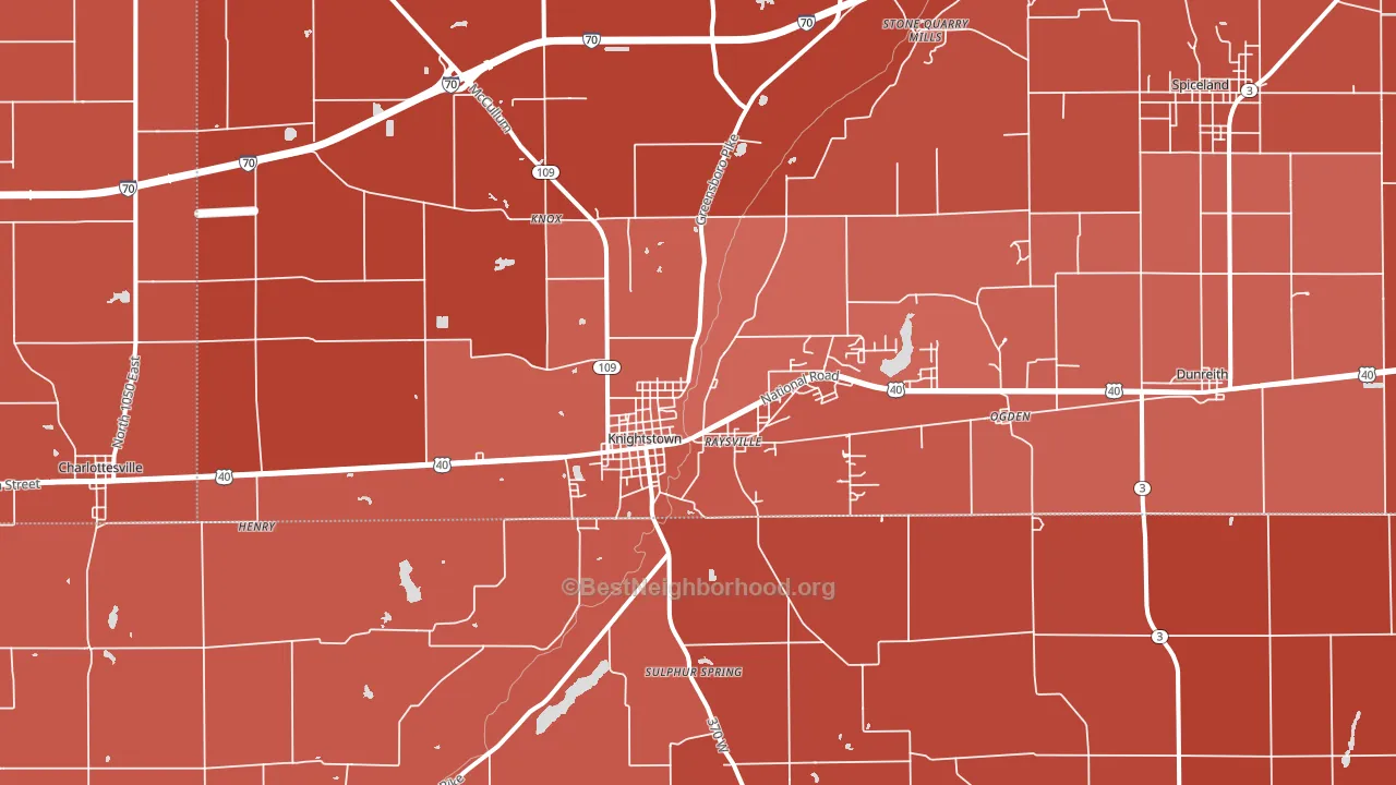 Knightstown, IN block-group political-lean map