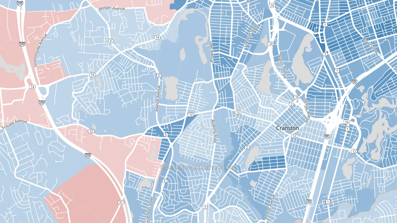 Knightsville, Cranston, RI block-group political-lean map