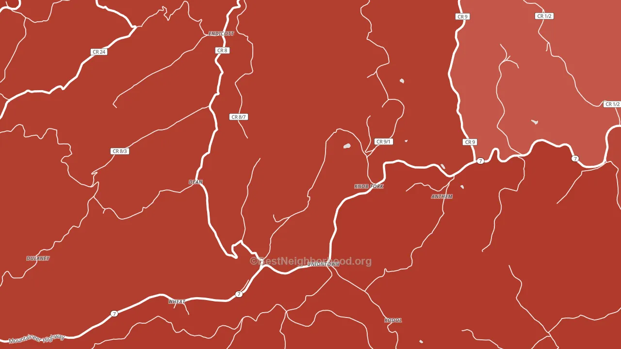 Knob Fork, WV block-group political-lean map