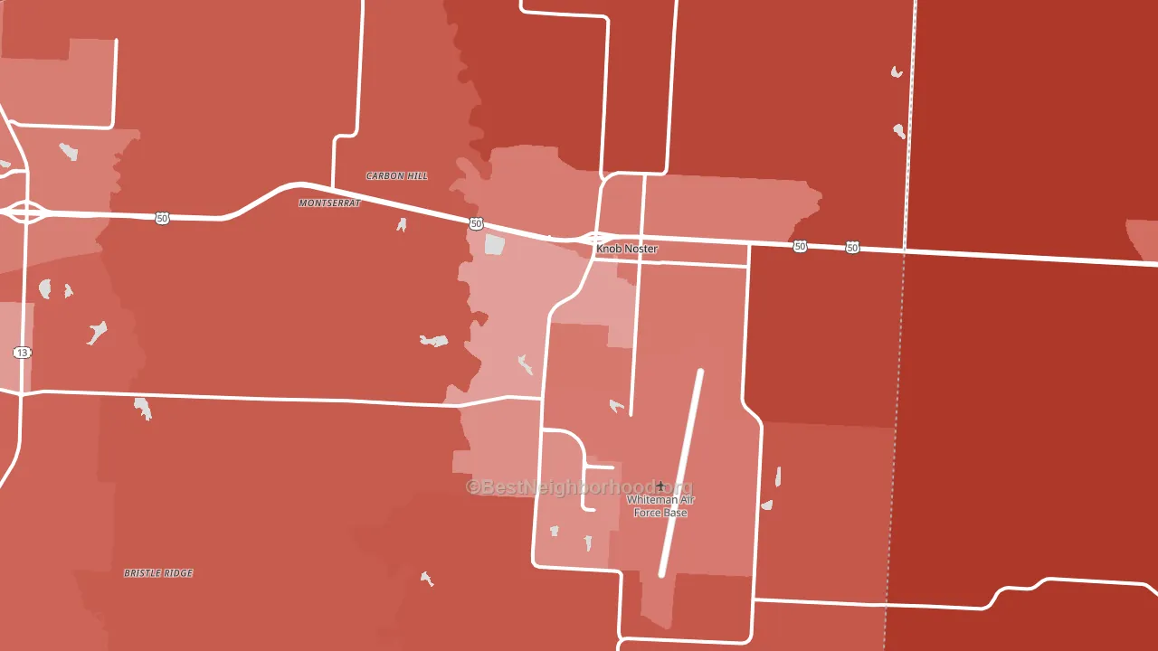 Knob Noster, MO block-group political-lean map