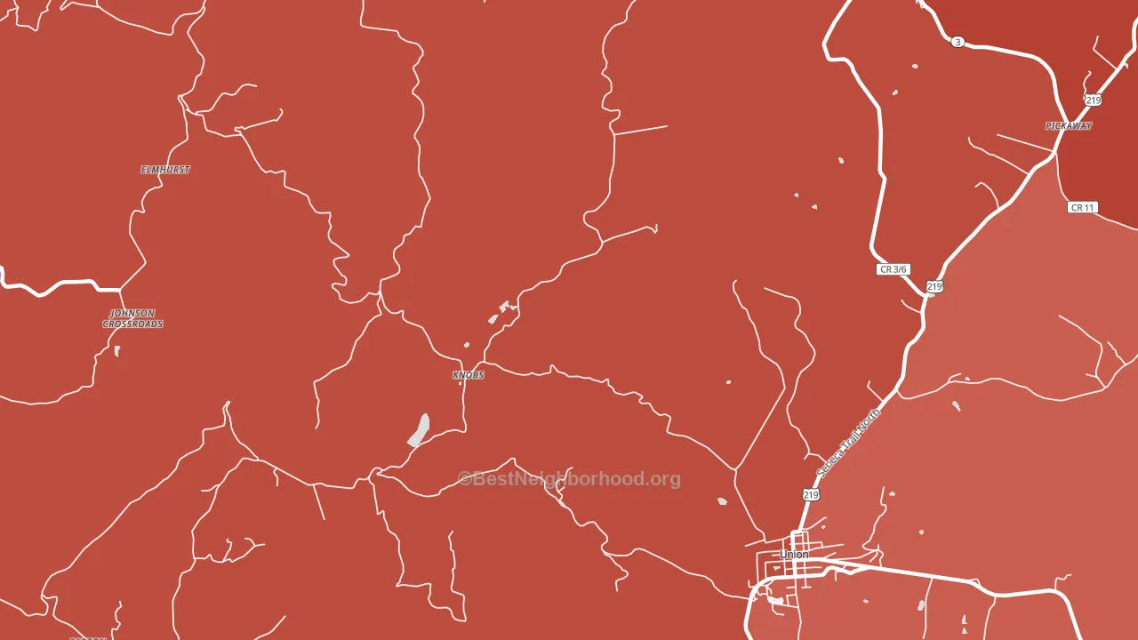 Knobs, WV block-group political-lean map