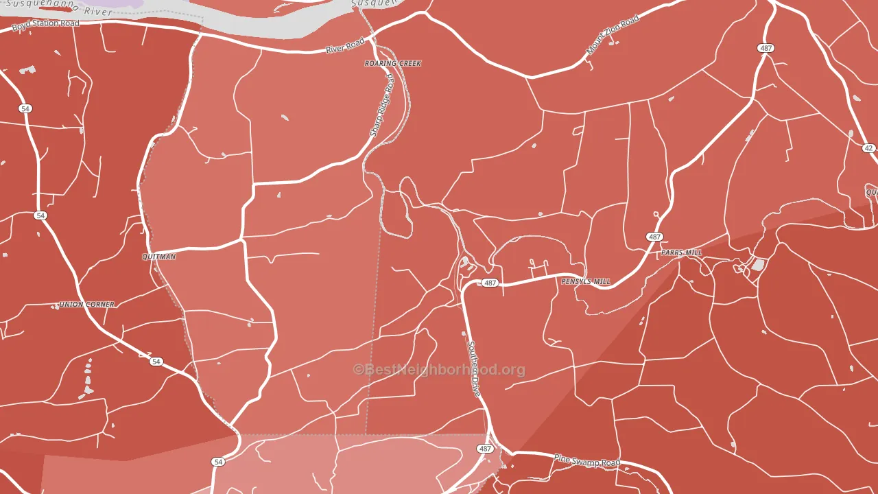 Knoebels Grove, PA block-group political-lean map
