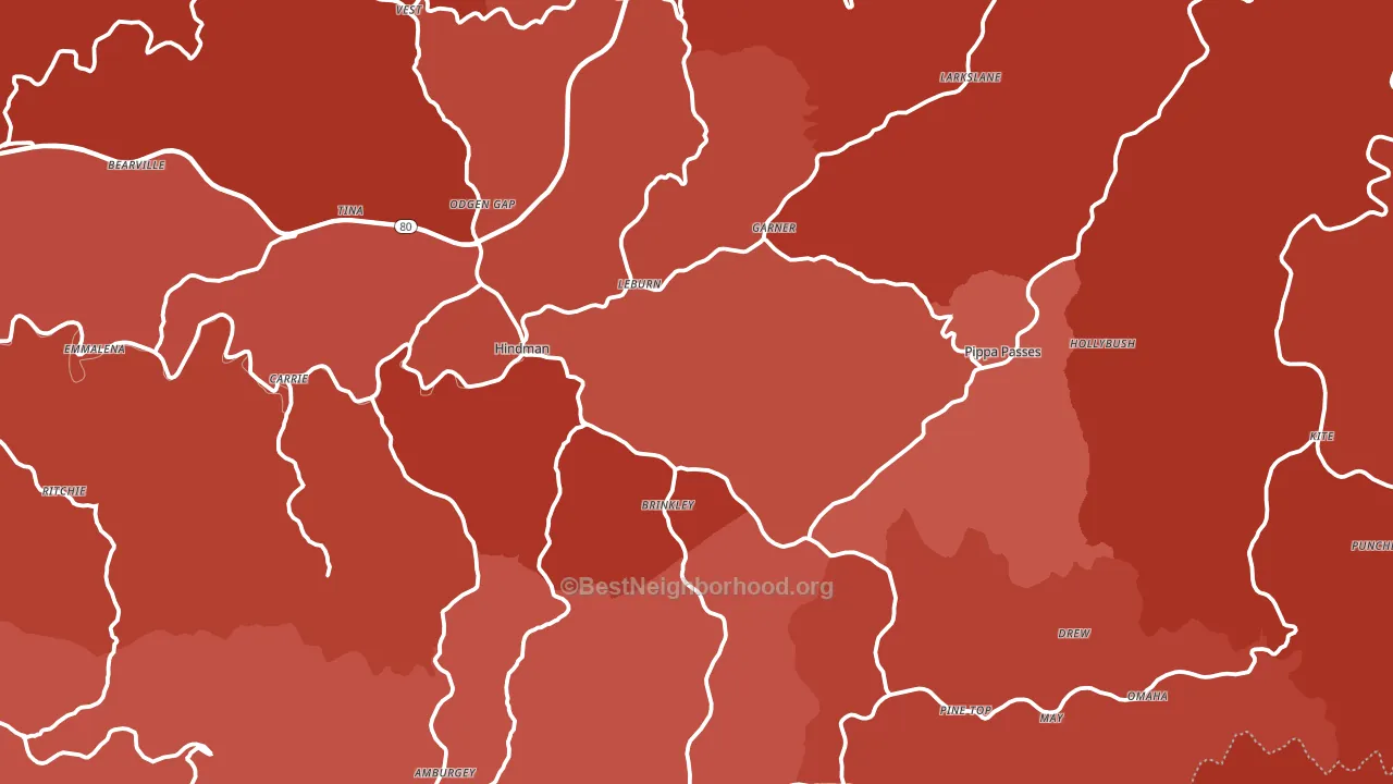 Knott County, KY block-group political-lean map