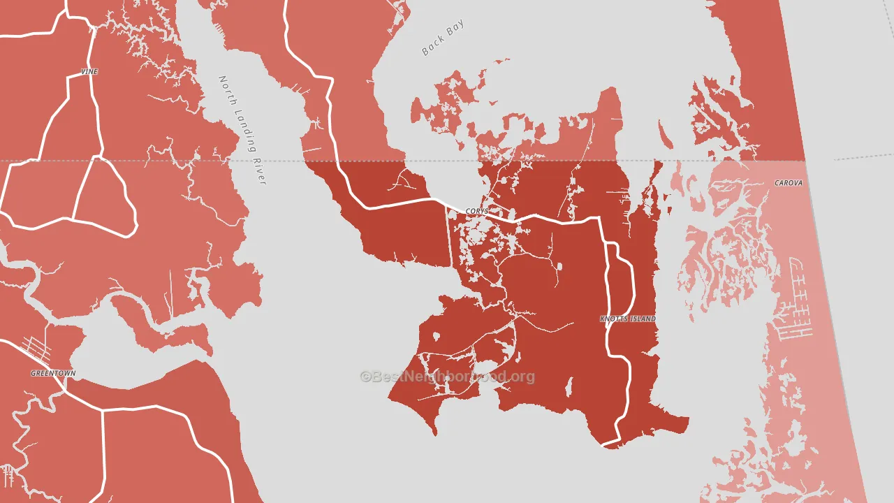 Knotts Island, NC block-group political-lean map