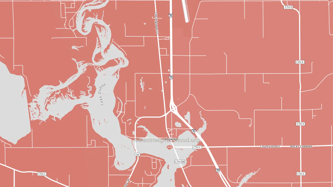 Knowlton, WI block-group political-lean map