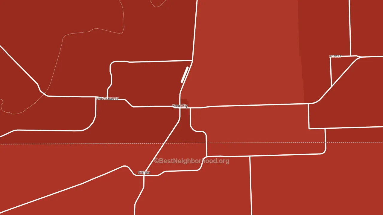Knox City, TX block-group political-lean map