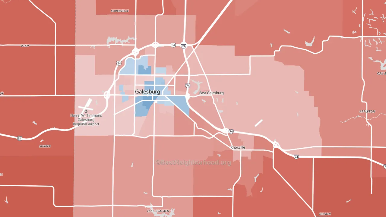 Knox County, IL block-group political-lean map