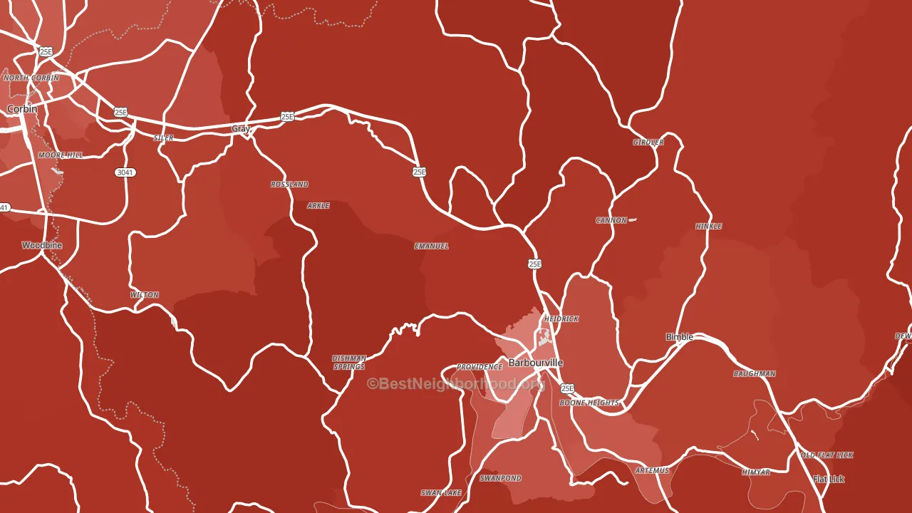 Knox County, KY block-group political-lean map