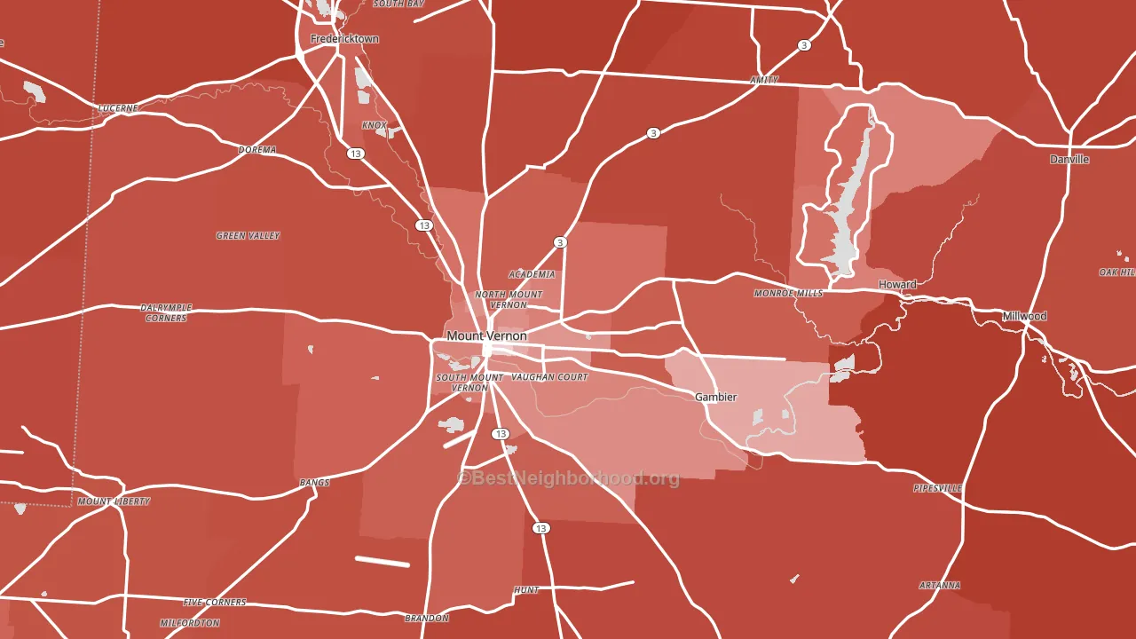 Knox County, OH block-group political-lean map