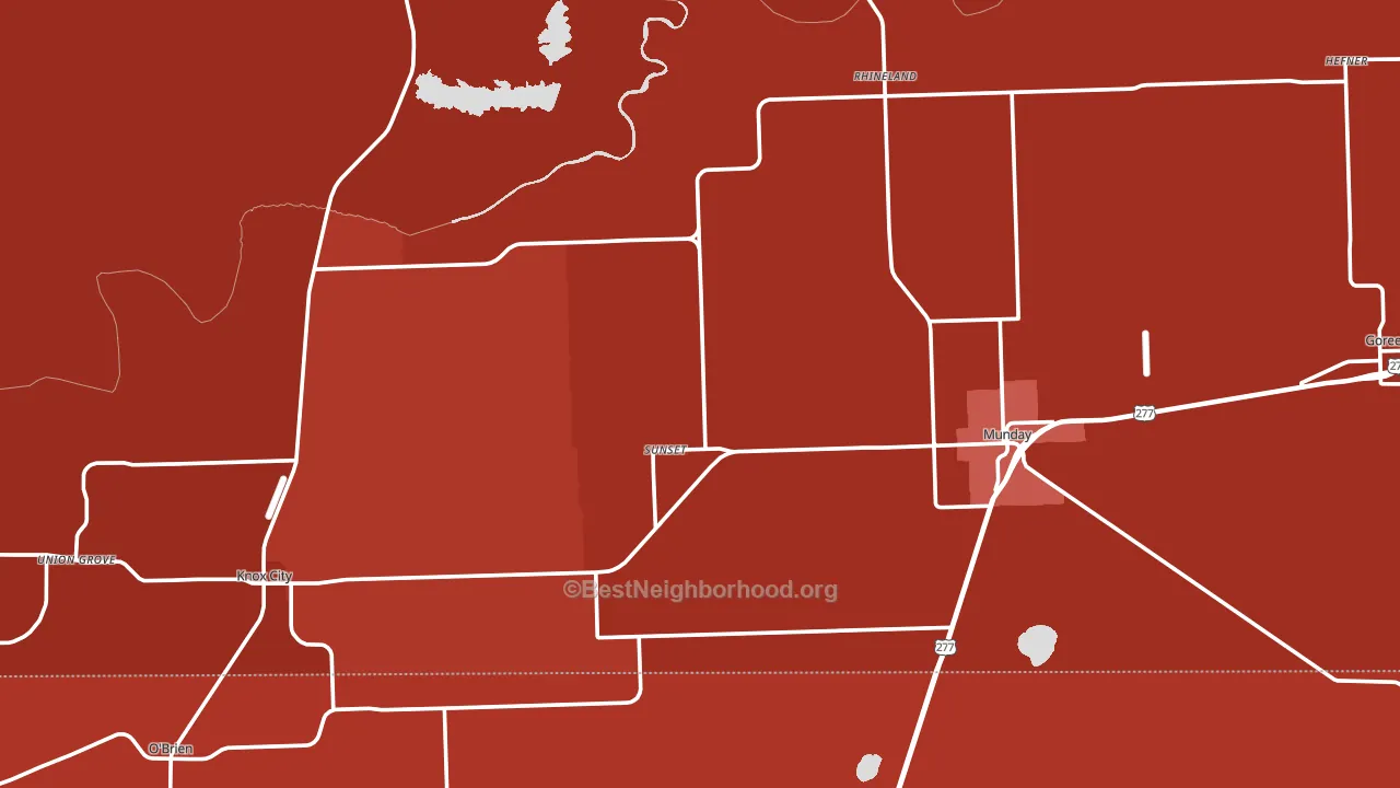 Knox County, TX block-group political-lean map