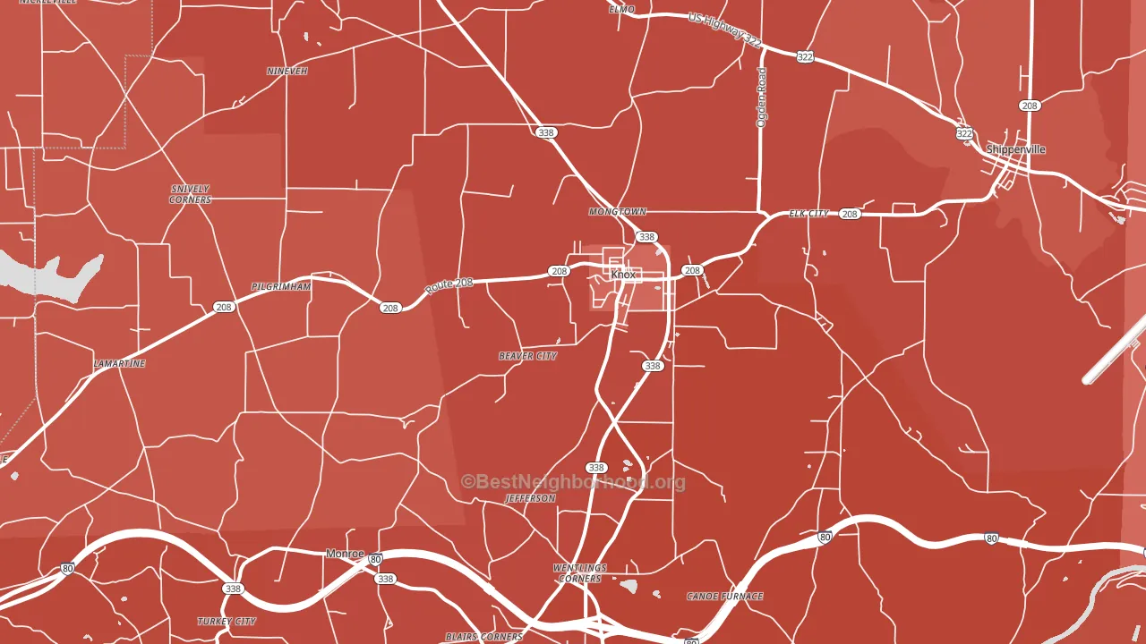 Knox, PA block-group political-lean map