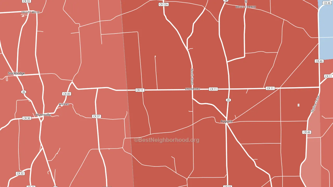 Knoxboro, NY block-group political-lean map