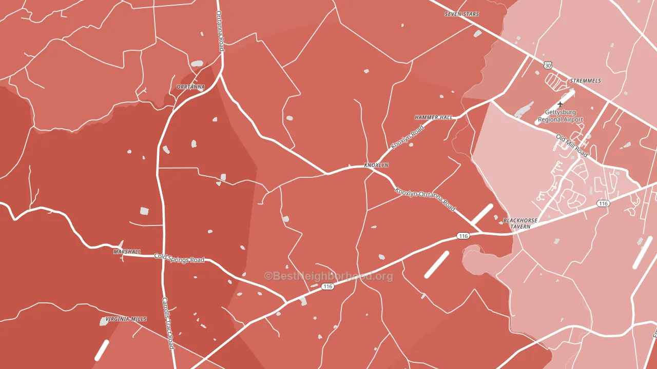 Knoxlyn, PA block-group political-lean map