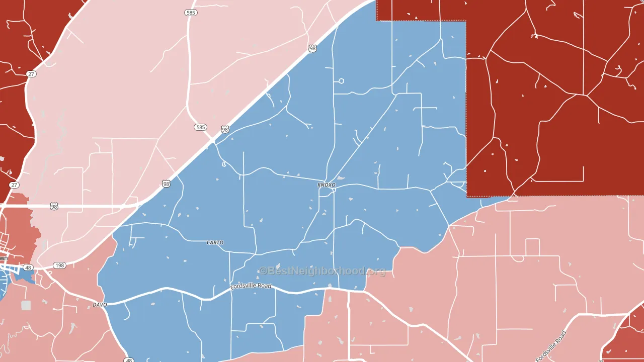 Knoxo, MS block-group political-lean map