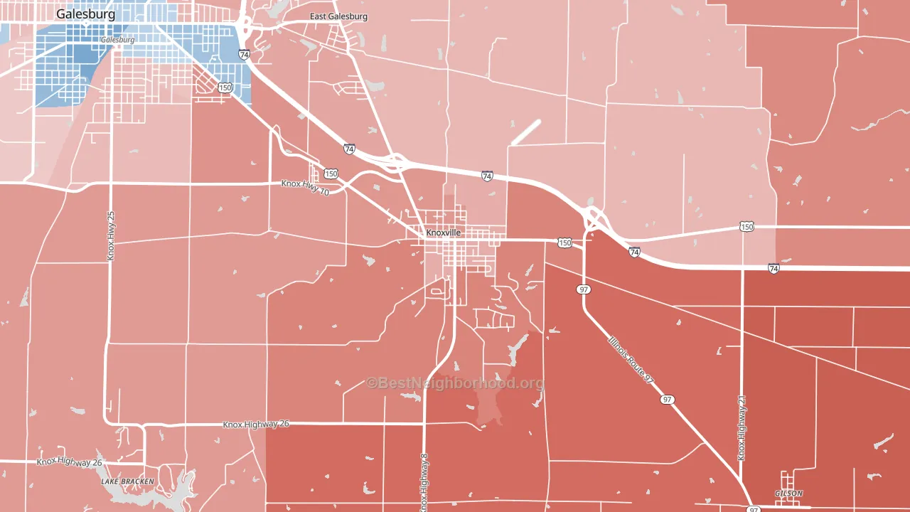 Knoxville, IL block-group political-lean map