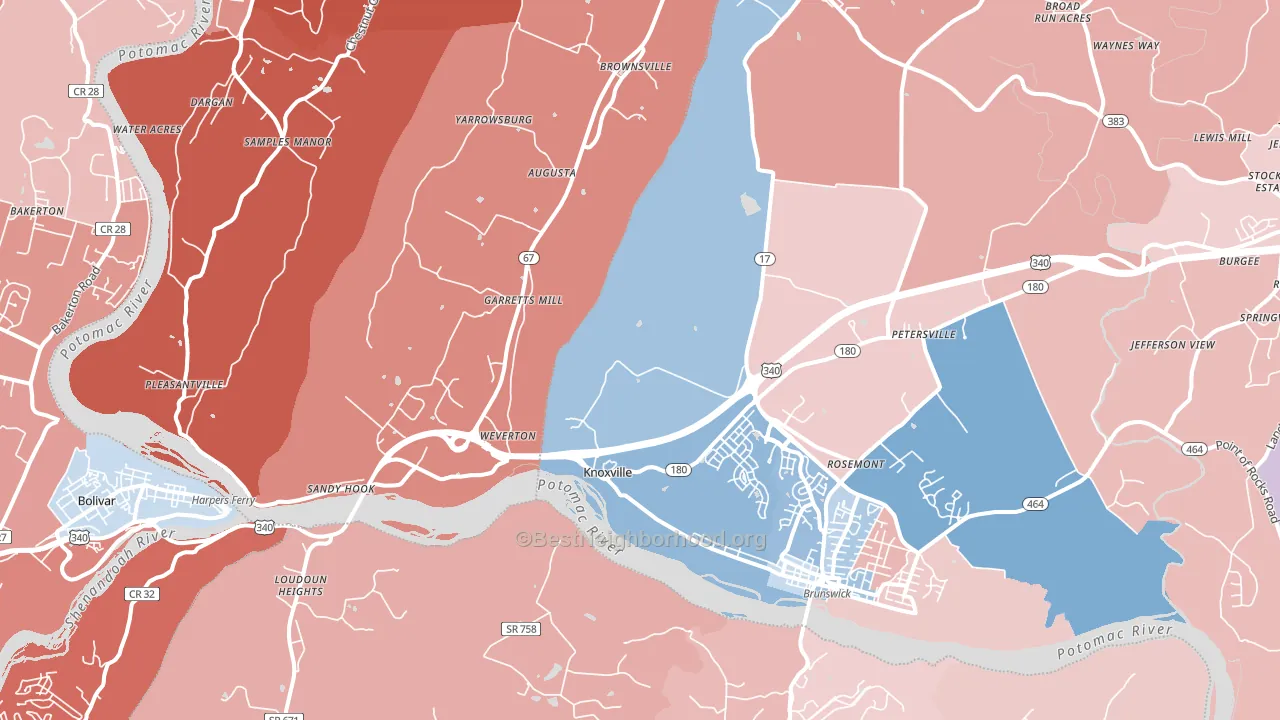 Knoxville, MD block-group political-lean map
