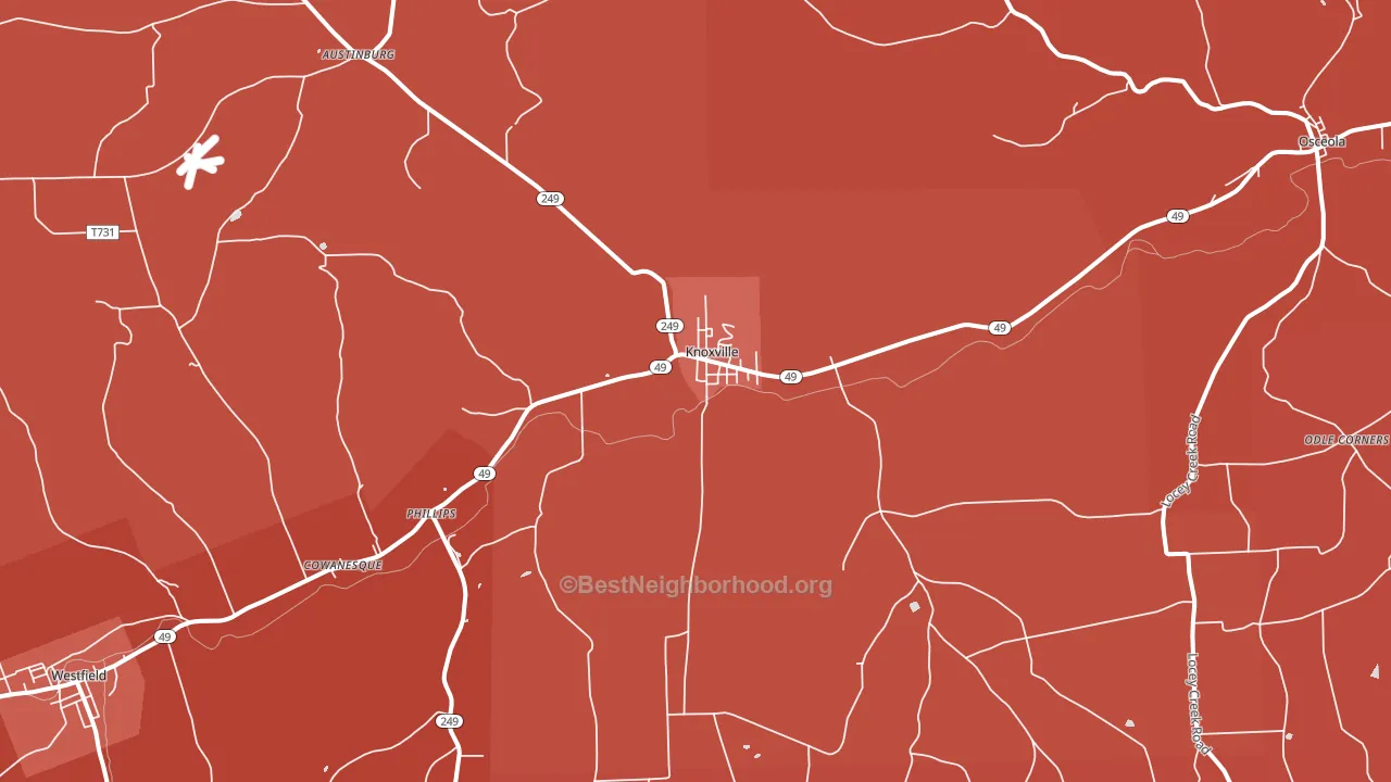 Knoxville, PA block-group political-lean map