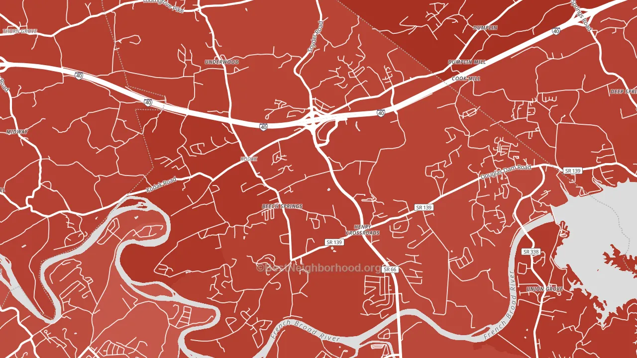 Kodak, TN block-group political-lean map