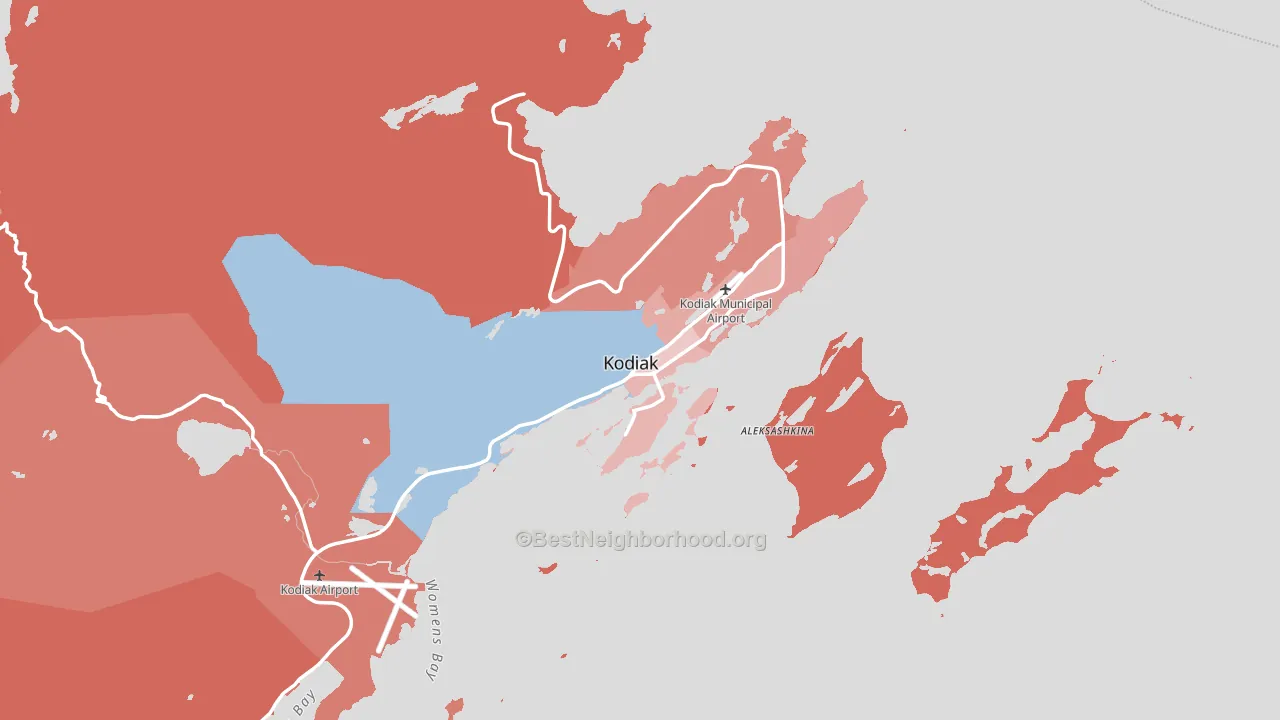 Kodiak, AK block-group political-lean map