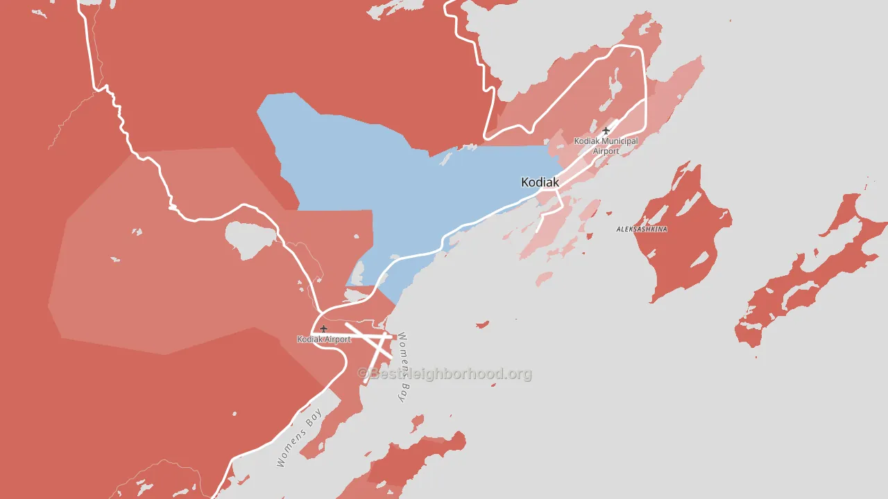 Kodiak Island Borough, AK block-group political-lean map