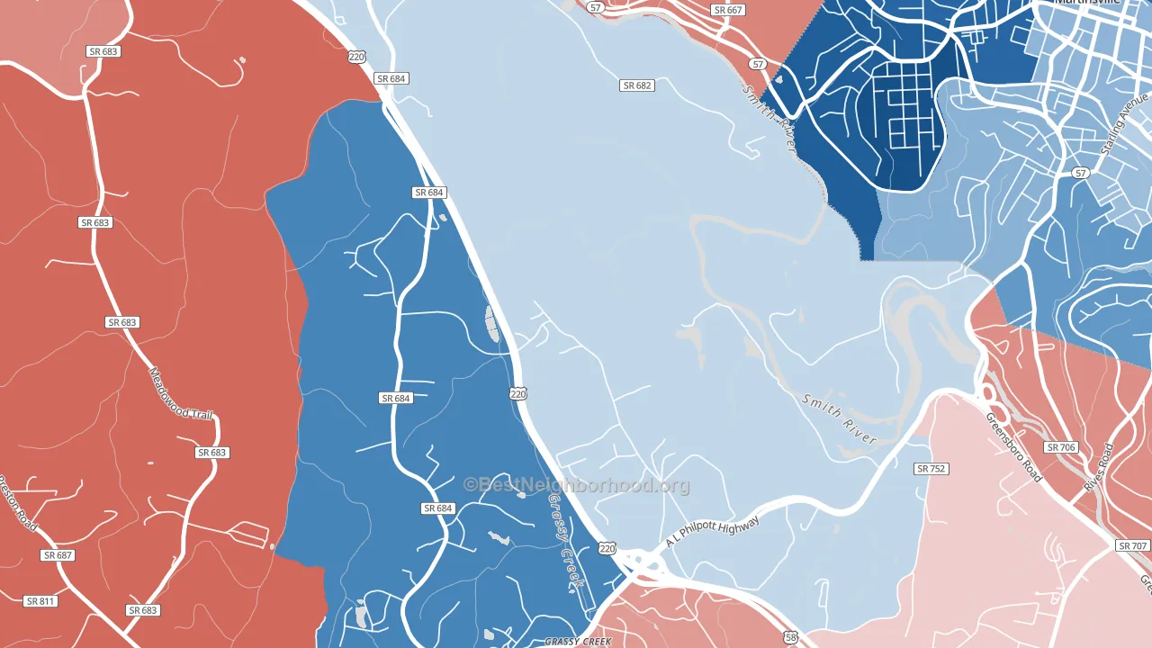 Koehler, VA block-group political-lean map