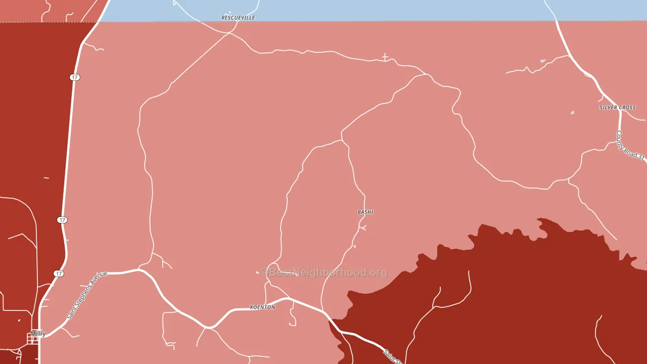Koenton, AL block-group political-lean map