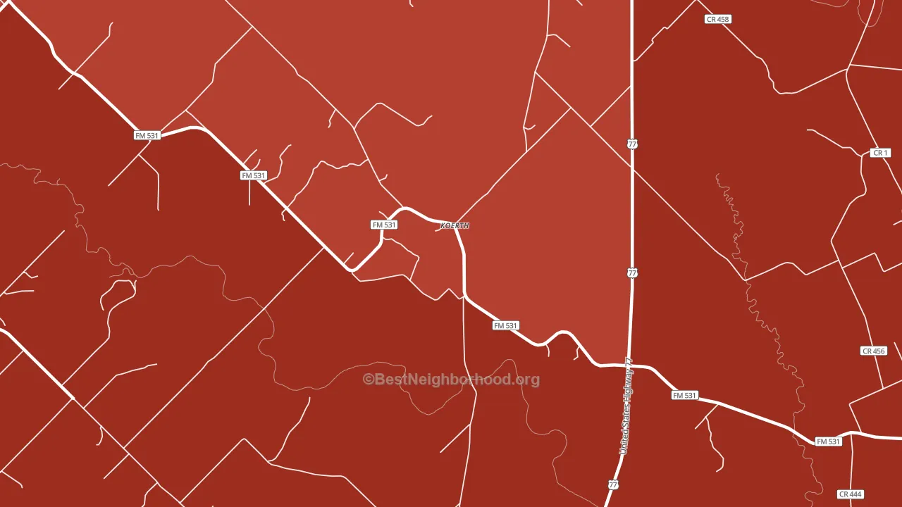 Koerth, TX block-group political-lean map