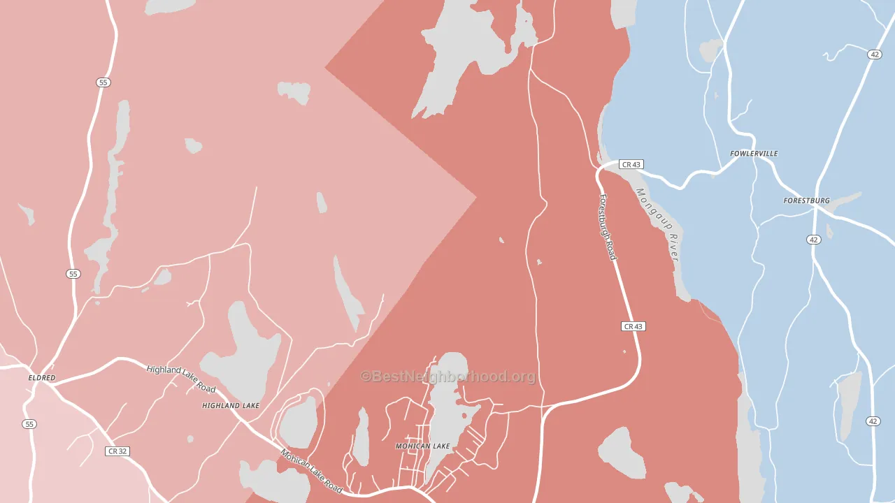 Kohlertown, NY block-group political-lean map