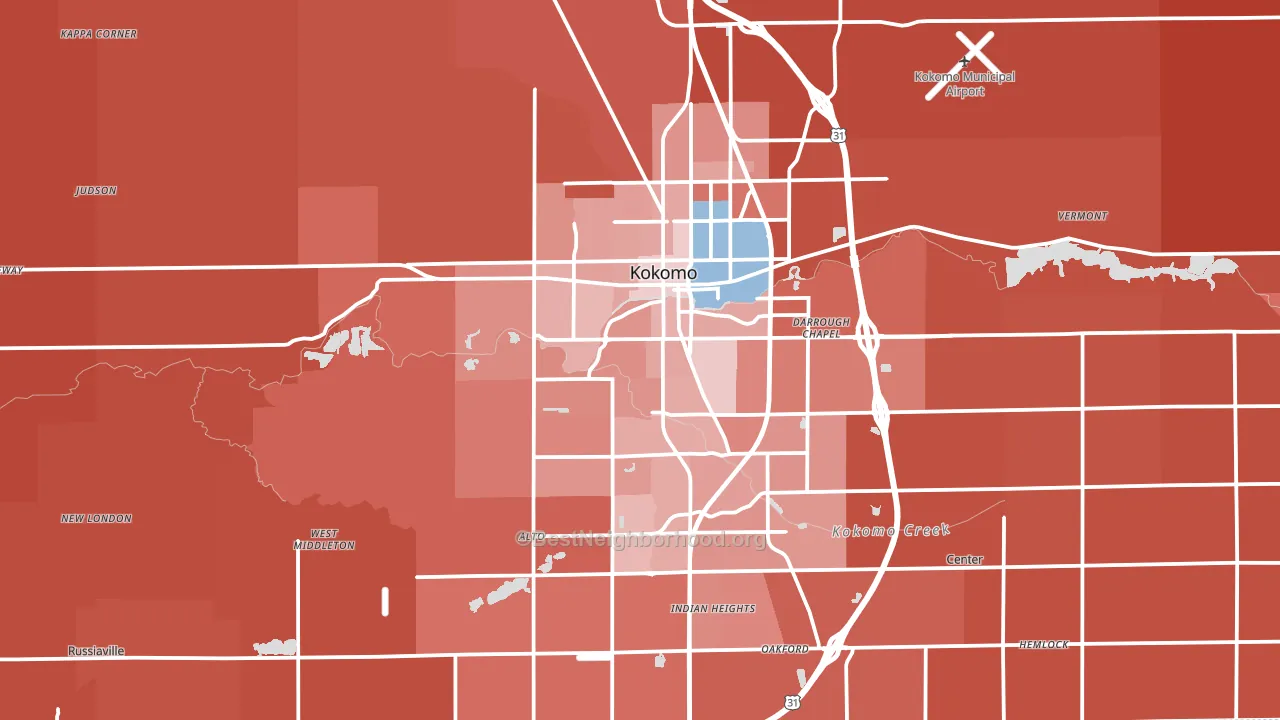 Kokomo, IN block-group political-lean map
