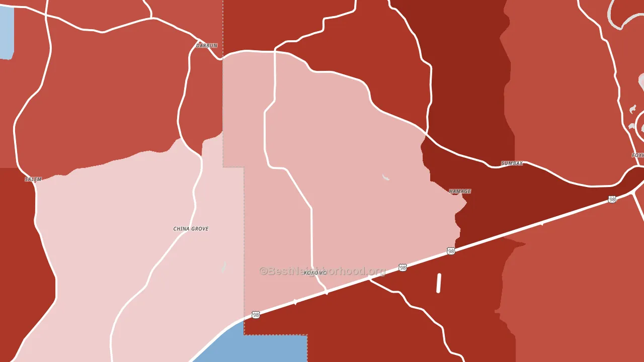 Kokomo, MS block-group political-lean map