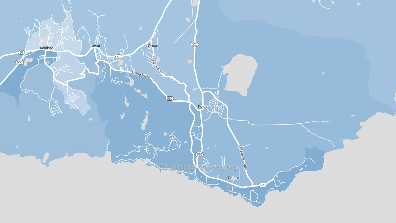 Koloa, HI block-group political-lean map