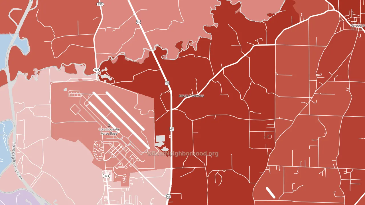 Kolola Springs, MS block-group political-lean map