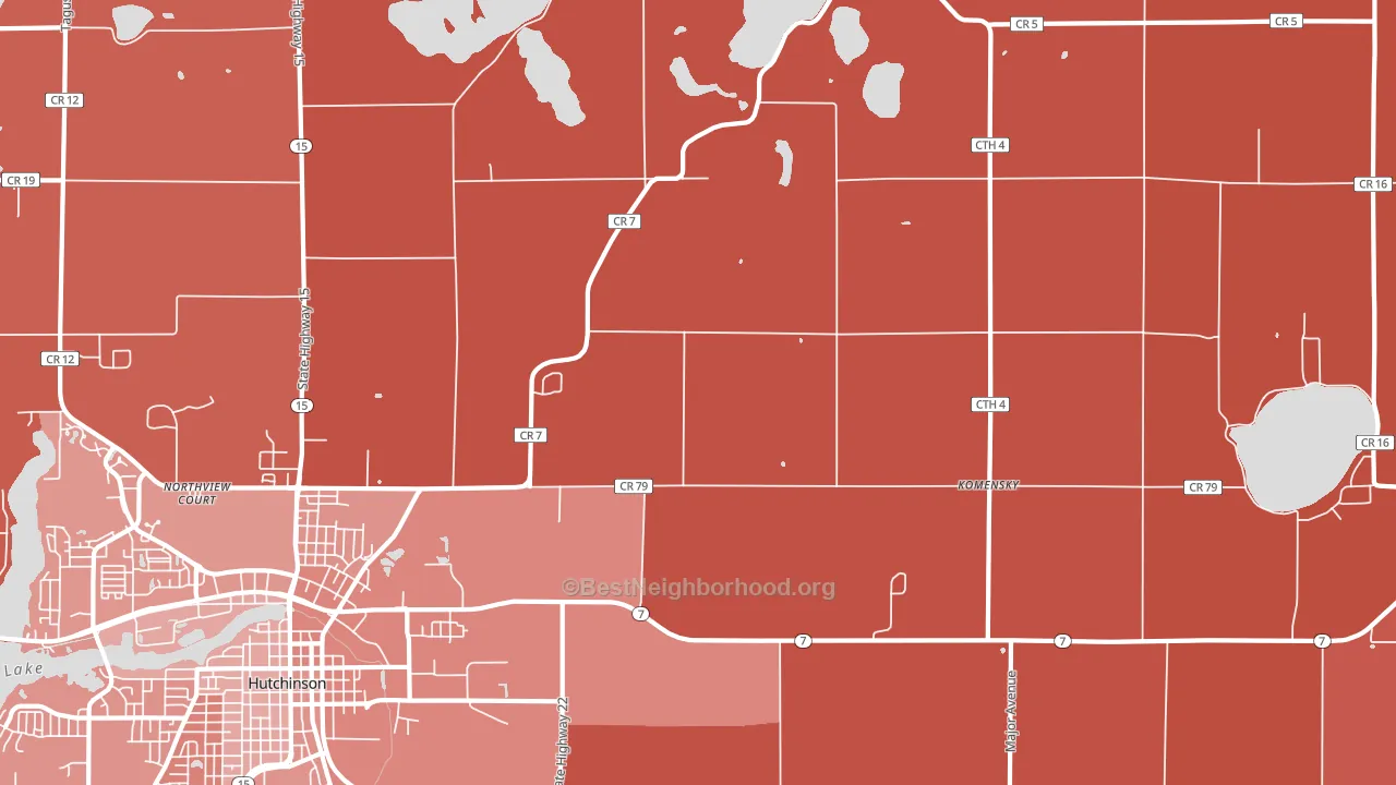 Komensky, MN block-group political-lean map