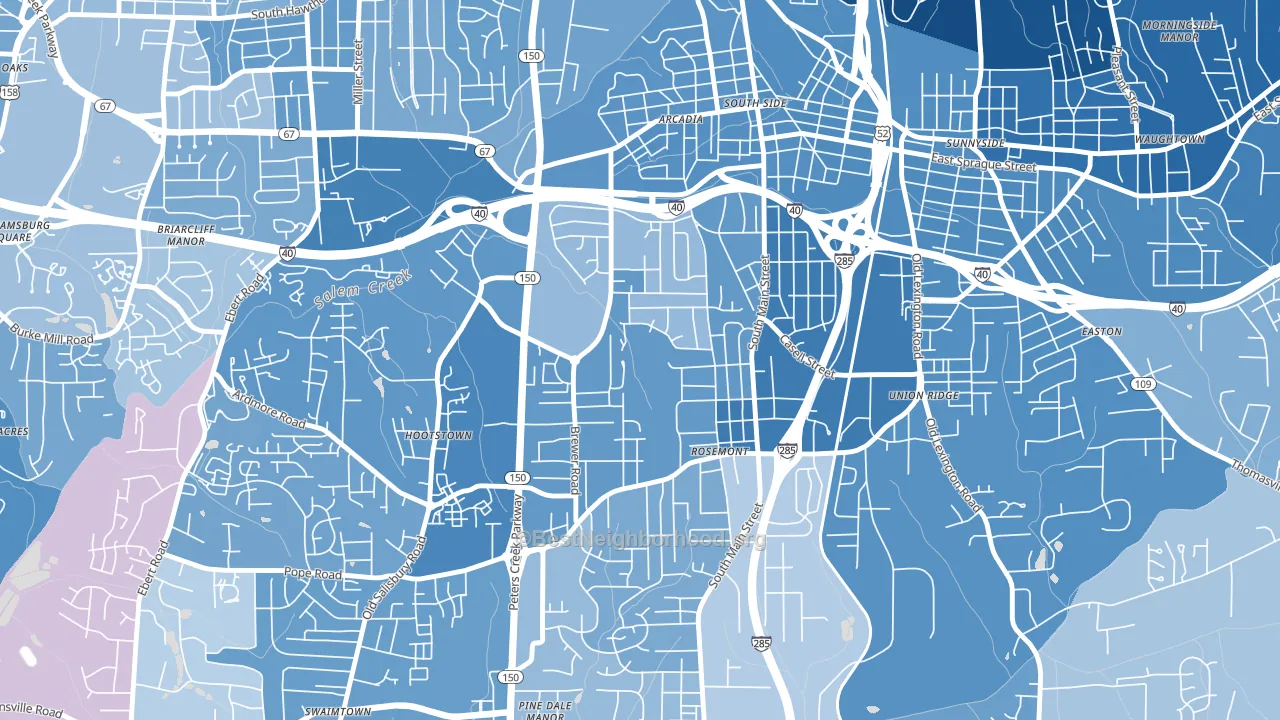 Konnoak, Winston-Salem, NC block-group political-lean map