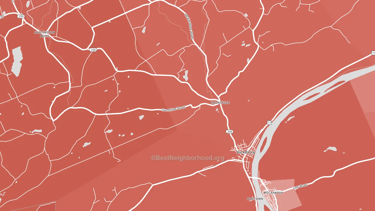 Koonsville, PA block-group political-lean map