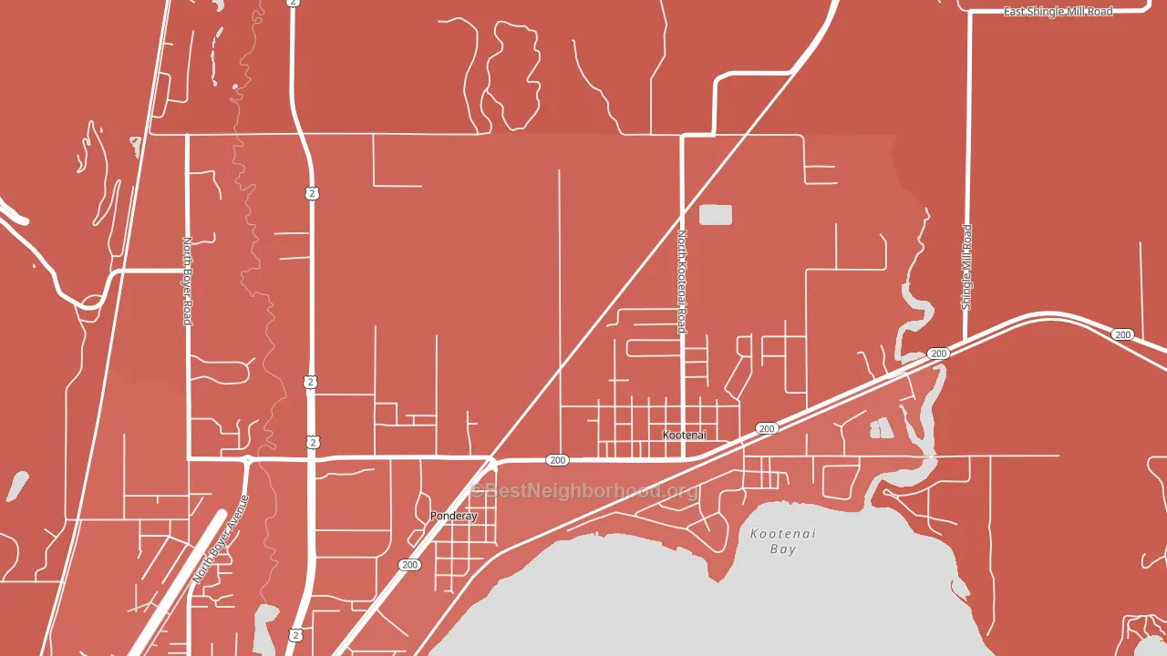 Kootenai, ID block-group political-lean map