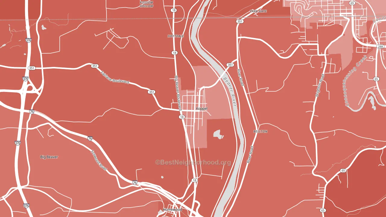 Koppel, PA block-group political-lean map