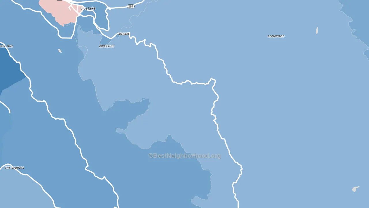 Korbel, CA block-group political-lean map
