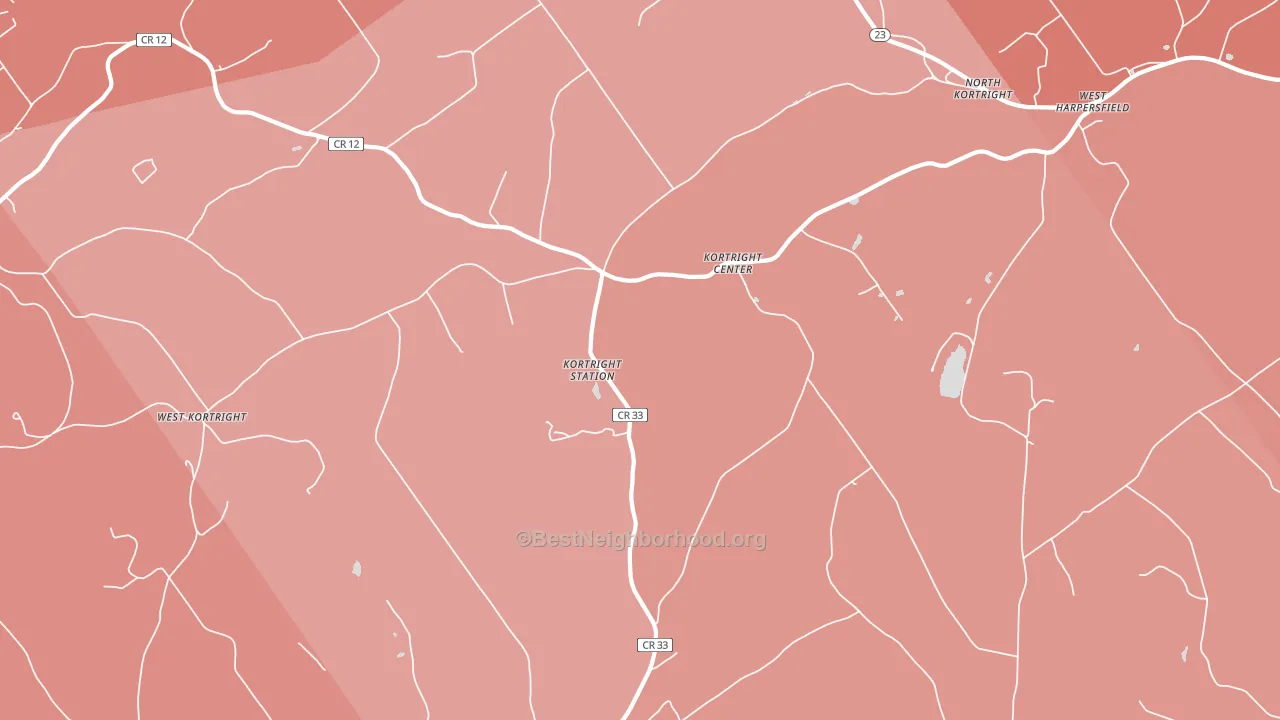 Kortright Center, NY block-group political-lean map