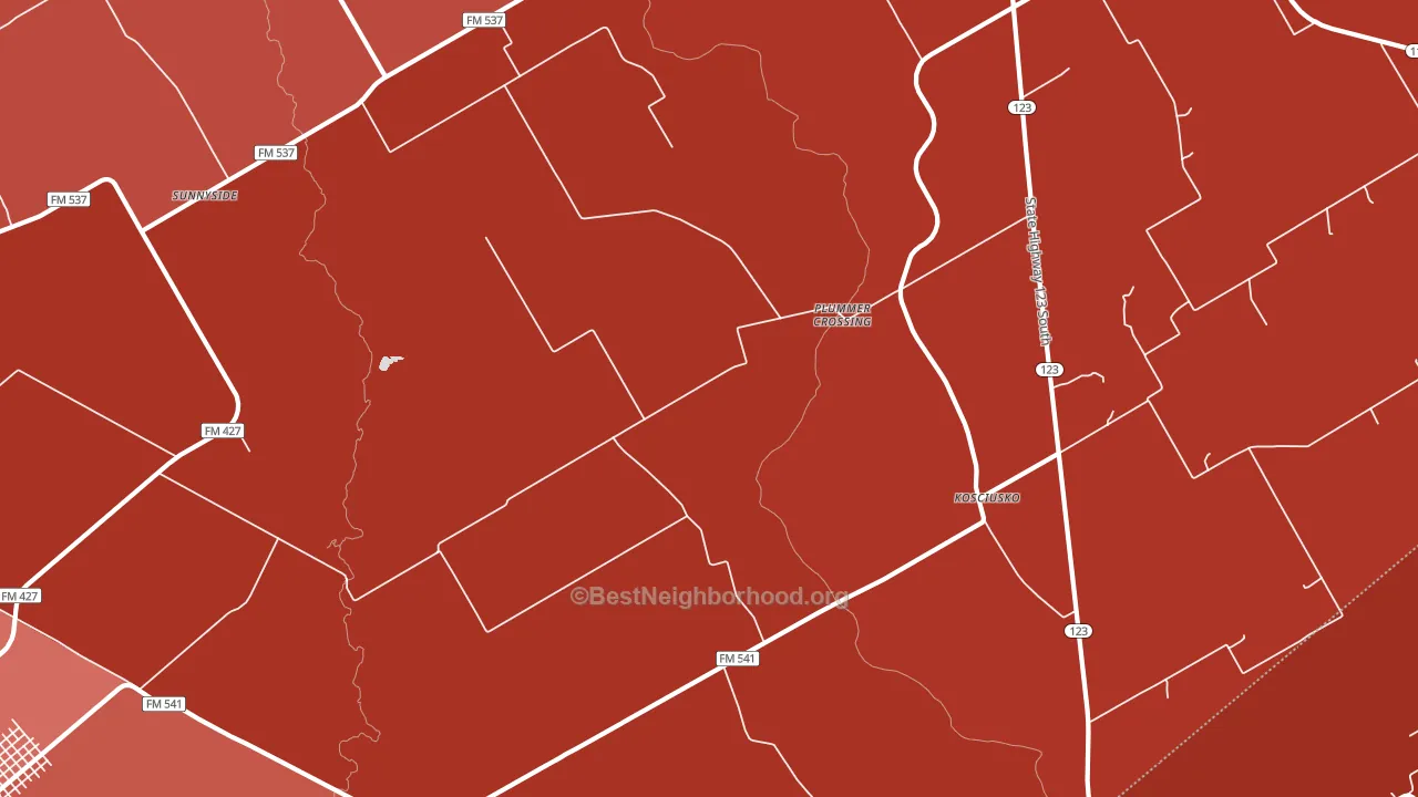 Kosciusko, TX block-group political-lean map